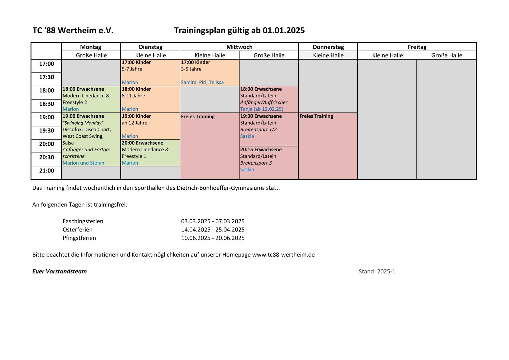 Trainingsplan 2025 1